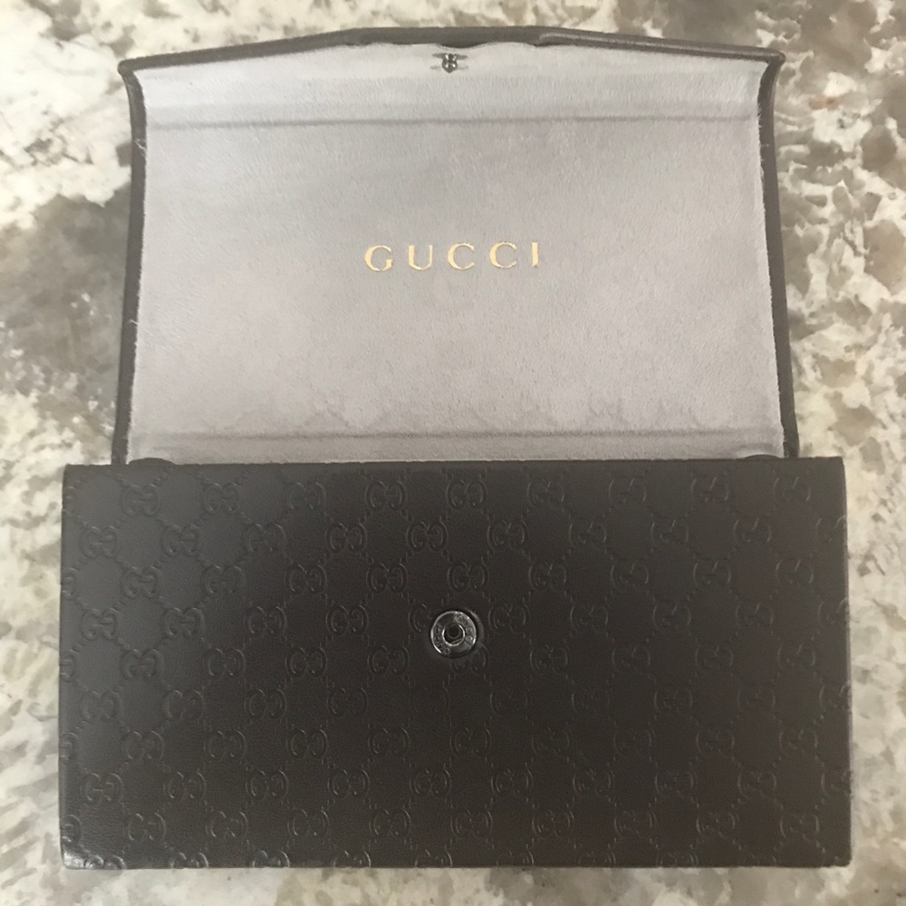 New Authentic Gucci Large Eyeglass Case Brown